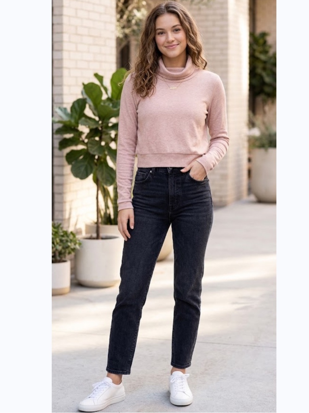 ALO Yoga Blush Pink Cowl Neck Sweater